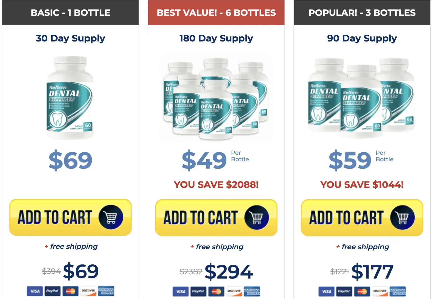 renew dental support three package options